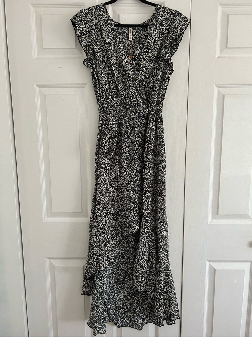 NWT Black and Floral Wrap Maxi Dress -  Women